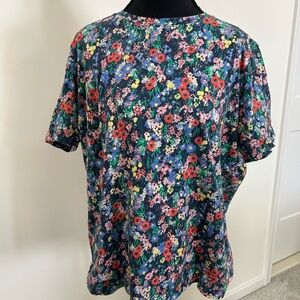 Lands' End Multicolor Floral Short Sleeve Top